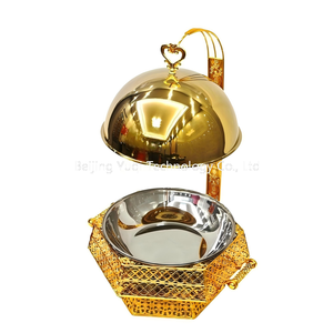 Calentador <span class=keywords><strong>de</strong></span> Comida Tipo Buffet, Hexagonal, Dorado, Estilo Europeo Elegante, para Hotel y Bodas, <span class=keywords><strong>de</strong></span> Lujo, Tallado - Product Image 6