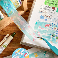Ruban Washi Adhésif Décoratif Kawaii à Motifs Animaux et Floraux, Facile à Découper et Repositionnable, pour Journal/Scrapbooking