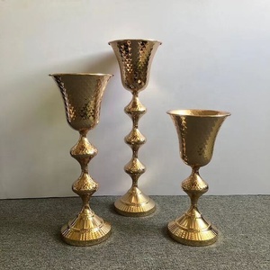 Trompette, <span class=keywords><strong>centre</strong></span> de <span class=keywords><strong>Table</strong></span> de haute qualité en métal doré pour mariage, grand Vase en métal - Product Image 4