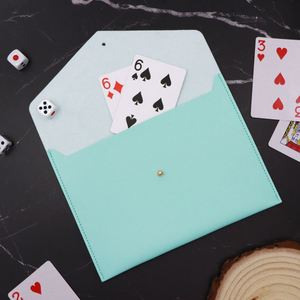 RTS 5 Colors Fashion Envelope Mahjong Card Case Personalized <b>Gift</b> Monogram Holder PU Leather Clutch Card Storage Game Accessory - Product Image 3