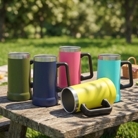 Mug à bière personnalisé en acier inoxydable de 24 oz à large ouverture, tasse isotherme à double paroi pour boissons froides, bouteille d'eau portable pour les fêtes