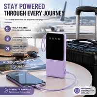 Batterie externe 10000mAh 20000mAh à charge rapide avec 4 câbles intégrés, chargeur portable avec logo personnalisé pour iPhone 17 16 15 Pro