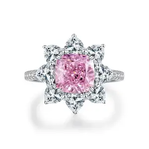 Luxus ringe Silber Sterling Rhodiniert rosa Zirkonia Diamant Sterling Silber Ringe