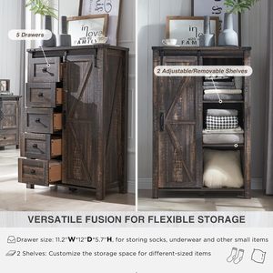 Cómoda Rústica Estilo Granja WenFeng OEM/ODM - 54 Pulgadas <span class=keywords><strong>de</strong></span> Ancho, 7 Cajones, Textura <span class=keywords><strong>de</strong></span> <span class=keywords><strong>Madera</strong></span> Natural, Mueble <span class=keywords><strong>de</strong></span> Almacenamiento Antiguo para Dormitorio o Pasillo - Product Image 4