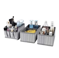 Boîtes de rangement pour maquillage réglables avec séparateurs amovibles pour tiroirs de coiffeuse et rangement de pinceaux cosmétiques