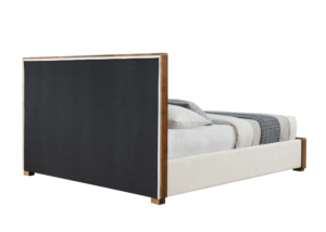 Beige Chenille & Walnut Finish Modern Adjustable <b>Convertible</b> Luxurious EK <b>Bed</b> - Product Image 4