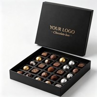 Boîte d'emballage en papier rigide pliable avec logo personnalisé de couleur noire pour truffes au chocolat, boîte à bonbons de qualité alimentaire recyclable pour cadeau
