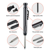 Crayon de charpentier professionnel pour le bricolage, en ABS + acier inoxydable, 14,5 cm, marqueur réglable, cartouche d'encre en pierre, OEM