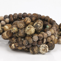 Perles rondes en agate brune naturelle AsVrai U pour la fabrication de bijoux, bracelets et colliers DIY