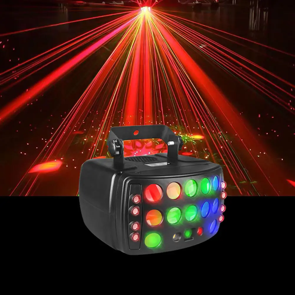 Lampu panggung disko LED DJ, lampu Laser merah pola hujan proyektor sinar DMA 512 kendali jarak jauh permainan rumah klub pesta dansa kupu-kupu