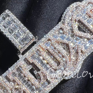 Pendentif Hip Hop Glacé Personnalisé pour Hommes en Or Jaune 18K Diamants de Laboratoire 2025 Bijoux de Rappeur Cadeau Parfait Collier Lettre de Diamant - Product Image 1
