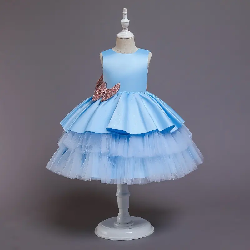 Chất Lượng Cao Toddler Cô Gái Dresses Khá Lớp Công Chúa Áo Dài Váy Sequin Bow V Trở Lại Bé Cô Gái Sinh Nhật Đảng Dress