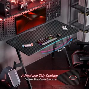 <span class=keywords><strong>Scrivania</strong></span> da Gaming Extra Spaziosa 140 X <span class=keywords><strong>60</strong></span> <span class=keywords><strong>cm</strong></span> in MDF con Tappetino per Mouse, Portabicchieri e Gancio per Cuffie, Nera - Product Image 5