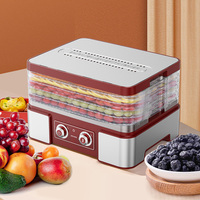 Compacte 5-laags fruitdroger, draagbaar en energiezuinig, ideaal voor huisdierenvoer en groentesnacks