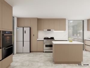 Meubles de <span class=keywords><strong>cuisine</strong></span> sur mesure pour villa australienne, laqués noirs, avec marbre sans silice, style moderne - Product Image 6