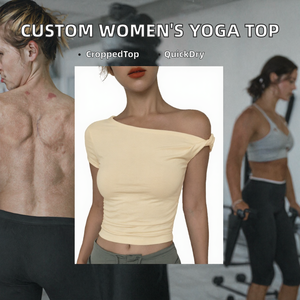 Camisetas Deportivas Cortas para Mujer al por Mayor, Personalizadas, para Yoga, Gimnasio, de Secado Rápido, en Spandex/Nylon - Product Image 2