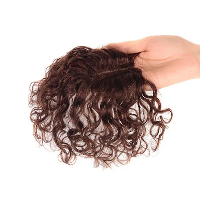 Hair Patch Hot Sale Wholesale Real Hair Patch For Women Short The Head Replacement Cover White Hair Patch On Top Curly Hair Piece