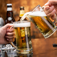 Tasses à café et bière avec poignée, esthétiques, grande taille, logo personnalisé, OEM ODM, ensemble de 6 tasses en verre, verres à eau