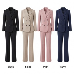 Dames Dubbelgeknoopte Pakset <span class=keywords><strong>Blazer</strong></span> en Broek 4 Kleuren <span class=keywords><strong>Plus</strong></span> <span class=keywords><strong>Size</strong></span> S-5XL Kantoor Werkpak Zakelijke Outfit Groothandel Op Maat - Product Image 5