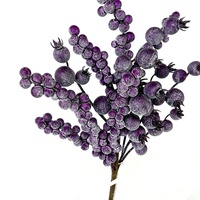 Simulasi Berry buah ungu buatan untuk DIY Natal Thanksgiving dekorasi pohon Berry ornamen bunga dekoratif Halloween