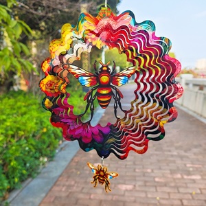 Espiral Metálico Decorativo de Jardín con Forma de Flamenco de 12 Pulgadas, Colorido, con Flores y Abejas, Rectangular, para Decoración de Patio y Jardín - Product Image 3