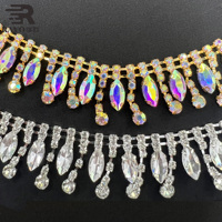 Haute qualité 6A cristal strass coupe fer verre strass frange gland chaîne pour robe de mariée et chaussures
