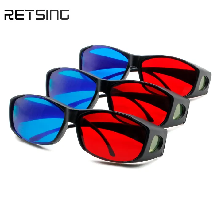 نظارات بلاستيكية ثلاثية الأبعاد, إطار أسود عالمي ثلاثي الأبعاد من البلاستيك ، إطار أحمر أزرق ، زجاج فيزون ثلاثي الأبعاد لفيلم النقش