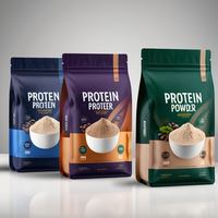 Sachets en plastique et aluminium avec fermeture éclair, personnalisables, pour protéines en poudre, 390 g, 500 g, 1 kg