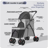 Poussette de voyage pliable légère à double couche pour animaux de compagnie, multi-animaux (chats et chiens), pour l'extérieur