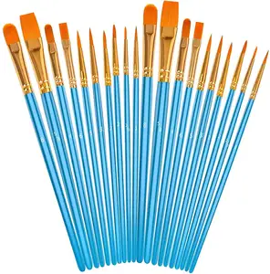 Hot Sale 12 pcs Artist Paint Brush Sets Various Hair Shape Wholesale Wooden Handle Paint Brush For Children School