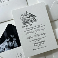 Cartes d'invitation de mariage en papier de coton de luxe, impression typographique, texture colorée en relief, invitations personnalisées pour fête de mariage