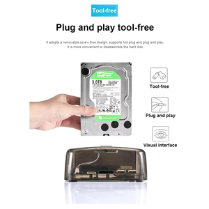Carcasa de base de <span class=keywords><strong>disco</strong></span> dual USB 3,0 SATA <span class=keywords><strong>IDE</strong></span> 2,5/3,5, carcasa de <span class=keywords><strong>disco</strong></span> <span class=keywords><strong>duro</strong></span>, carcasa de plástico SSD sin conexión, estación de acoplamiento HDD externa - Product Image 6