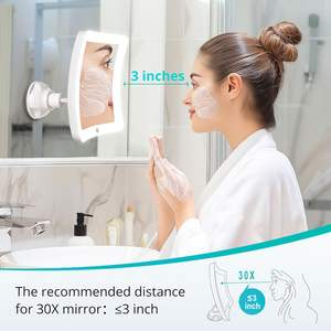 <span class=keywords><strong>Miroir</strong></span> cosmétique pliable éclairé avec capteur LED rechargeable 30X amélioré par le fabricant, avec ventouse - Product Image 3