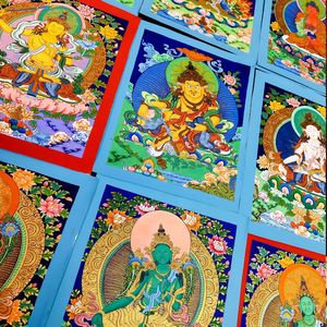 Pintura Budista Thangka Pintada a Mano, Diosa Negra de la Riqueza, <span class=keywords><strong>Señor</strong></span> de los Tesoros, Exquisita Tela de Algodón Chino, Altar sin Marco - Product Image 1