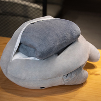 Adorable oreiller en peluche requin MaiYouTu avec couverture, en coton PP doux, unisexe, pour voyage, décoration intérieure et fêtes
