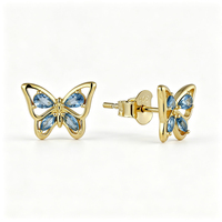 Boucles d'oreilles clous ZG élégantes en laiton ajouré avec pierres précieuses en forme de poire et papillon, bijoux raffinés pour femme, usage quotidien