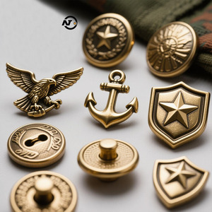 Bottoni Vintage in ottone Set orecchio di grano a cinque punte con spalline a stella copricotto uniformi cucite con distintivo - Product Image 4