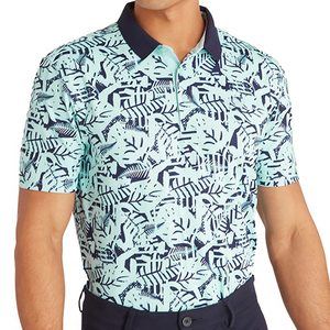 Polo à imprimé géométrique, séchage rapide, sportif, en polyester tricoté, qualité supérieure, blanc, pour homme - Product Image 1
