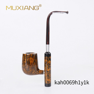 MUXIANG Briarwood Smoking Pipe Bent Type Long Handle Solid Wood Tobacco Pipe Reading Pipe - Product Image 2