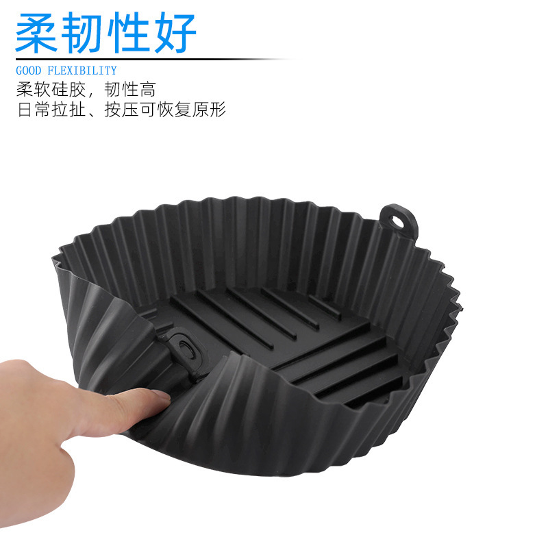 Bol en silicone pour friteuse à air - grand [17*5,5 cm] - 83 g noir