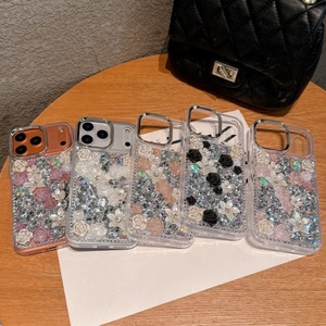 Luxury bling 3D crystal diamond rose flower mobile phone <b>case</b> for <b>iPhone</b> <b>11</b> 12 13 14 15 16 17 pro max scratch protect cover - Product Image 6