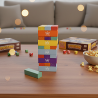 Jeu de Tour de Blocs en Bois Personnalisable avec Logo – Jeu Classique d'Empilage Montessori – Jouets Éducatifs pour Enfants, Adultes et Faveurs de Fête en Famille