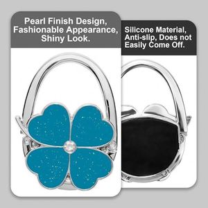 Four <b>Leaf</b> Foldable Handbag Folding Purse Purse Hook Holder Stand for Table Hook Holder Velvet Pouch Hanger for Wedding Birthday - Product Image 5
