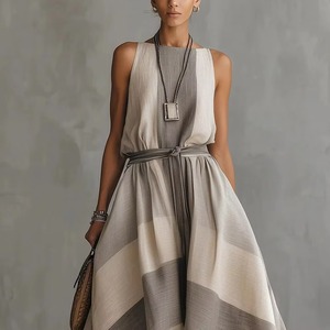 Abbigliamento Generale per <span class=keywords><strong>Negozi</strong></span> Indipendenti 2026 Moda Europea e Americana Abito Lungo Elegante a Righe Senza Maniche per <span class=keywords><strong>Donna</strong></span> - Product Image 6