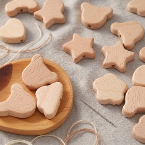 <span class=keywords><strong>Perles</strong></span> en <span class=keywords><strong>bois</strong></span> de hêtre bio Xiximi, formes adorables : lapin, fleur, cœur, étoile – Accessoires DIY pour jouets de dentition et attaches-sucettes - Product Image 1