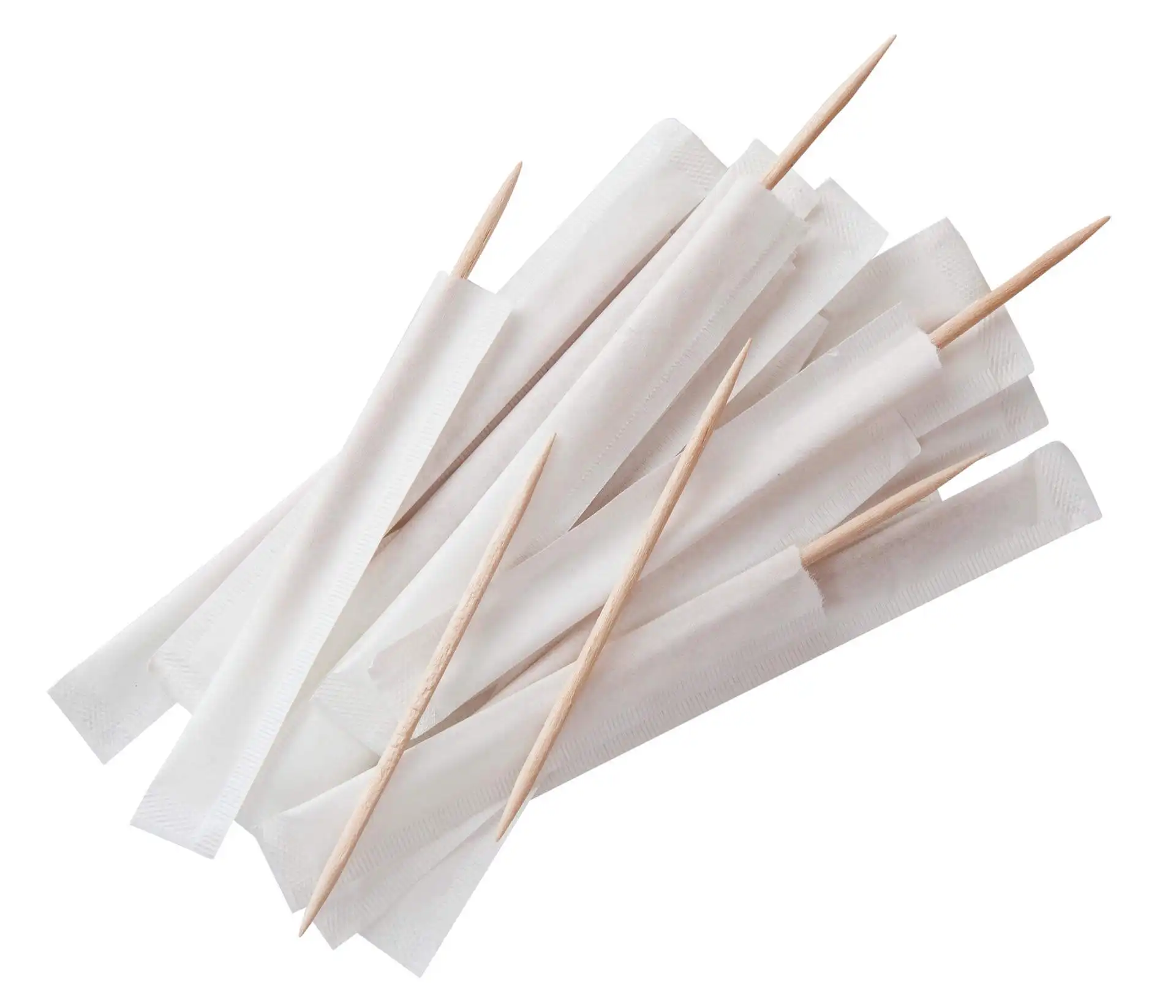 Palito de dentes com embalagem individual, envoltório de papel individual, palito de dente de bambu, 2.0mm de diâmetro