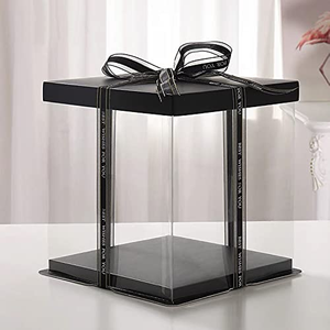 Boîte à gâteau carrée transparente de luxe avec logo personnalisé, emballage en plastique de haute qualité, 12 à 14 pouces, double couche, pour mariage, anniversaire, fête - Product Image 4