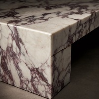 Table à manger rectangulaire en marbre Calacatta Viola haut de gamme, marbre naturel, table en marbre massif, pieds rectangulaires