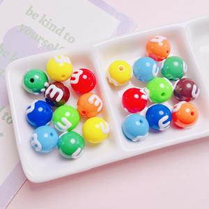 Color caramelo pintado a mano M Bean agujero recto cuentas acrílicas redondas 14mm moderno DIY accesorios de joyería materiales hechos a mano - Product Image 3