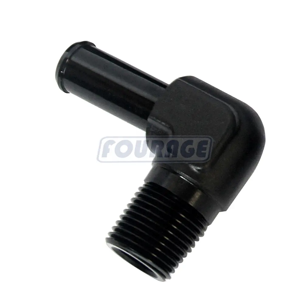 Auto Peças Veículo 90 Graus Alumínio Forjado Masculino NPT Rosca para Mangueira Barb Adapter Fittings